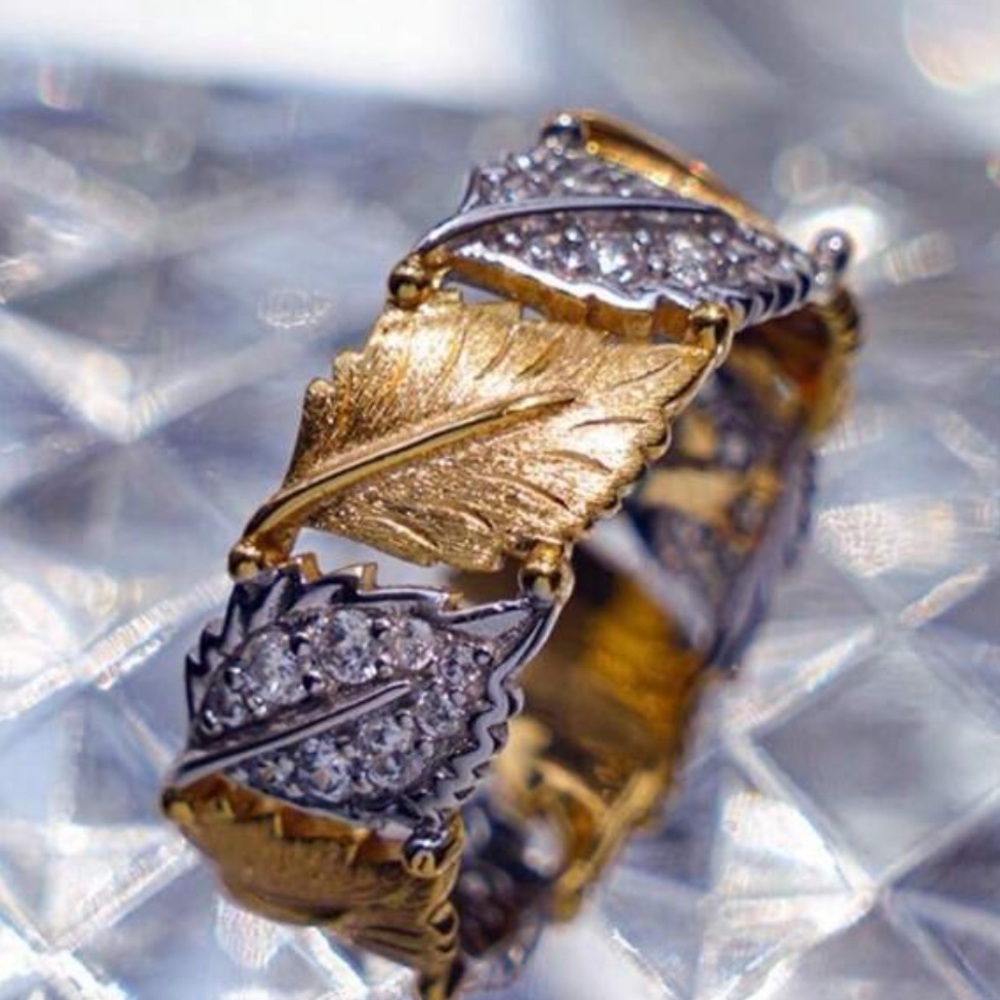 🌹Sale, 2 for $50 on all gold plated🌹18k gold plated vintage leaf ring design - Picture 5 of 7